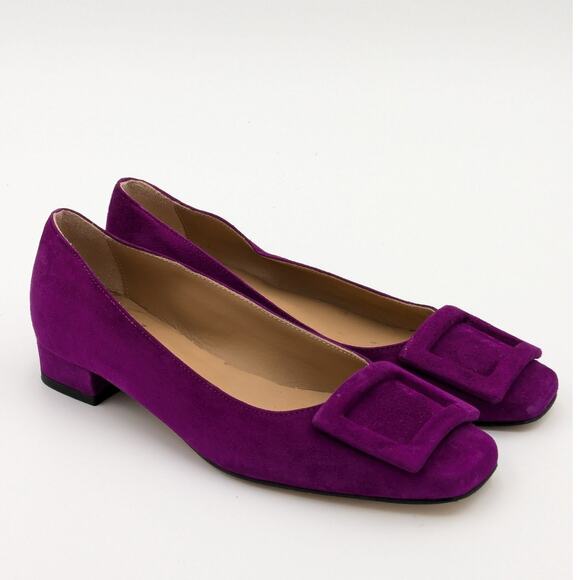 ANN MASHBURN Buckle Flat women's Deep Orchid Suede size US4 EU35 - Picture 1 of 11